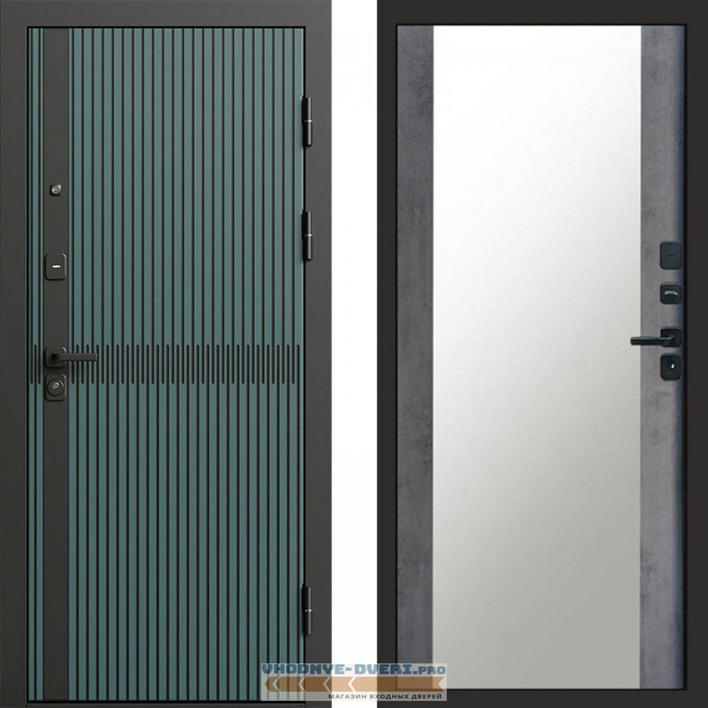 Дверь Termo Door ГРАУНД Velutto Verde Бетон Зеркало 27 Бетон темный